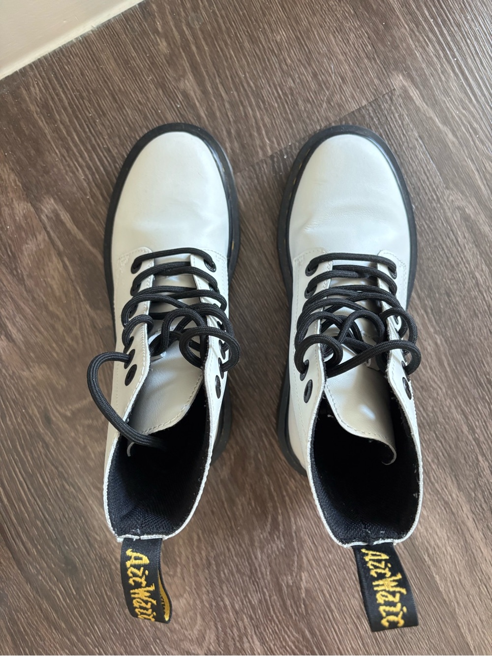 Dr. Martens White and Black Lace-Up Combat Boots